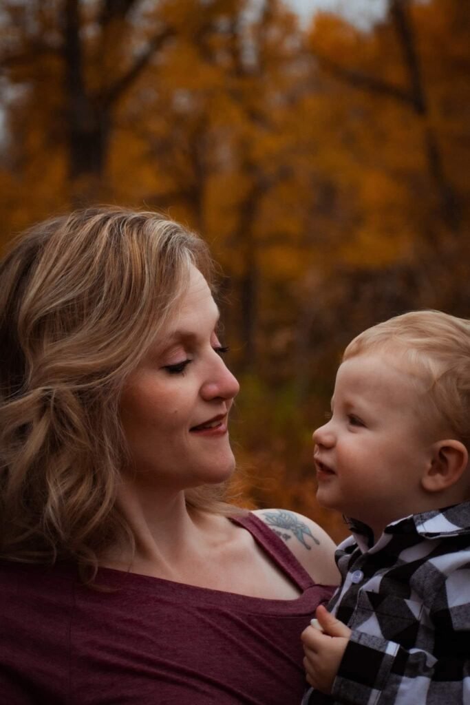 A mother and her little boy.