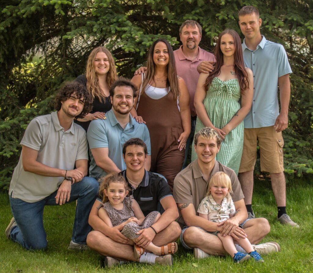 Portrait of a family in a park.